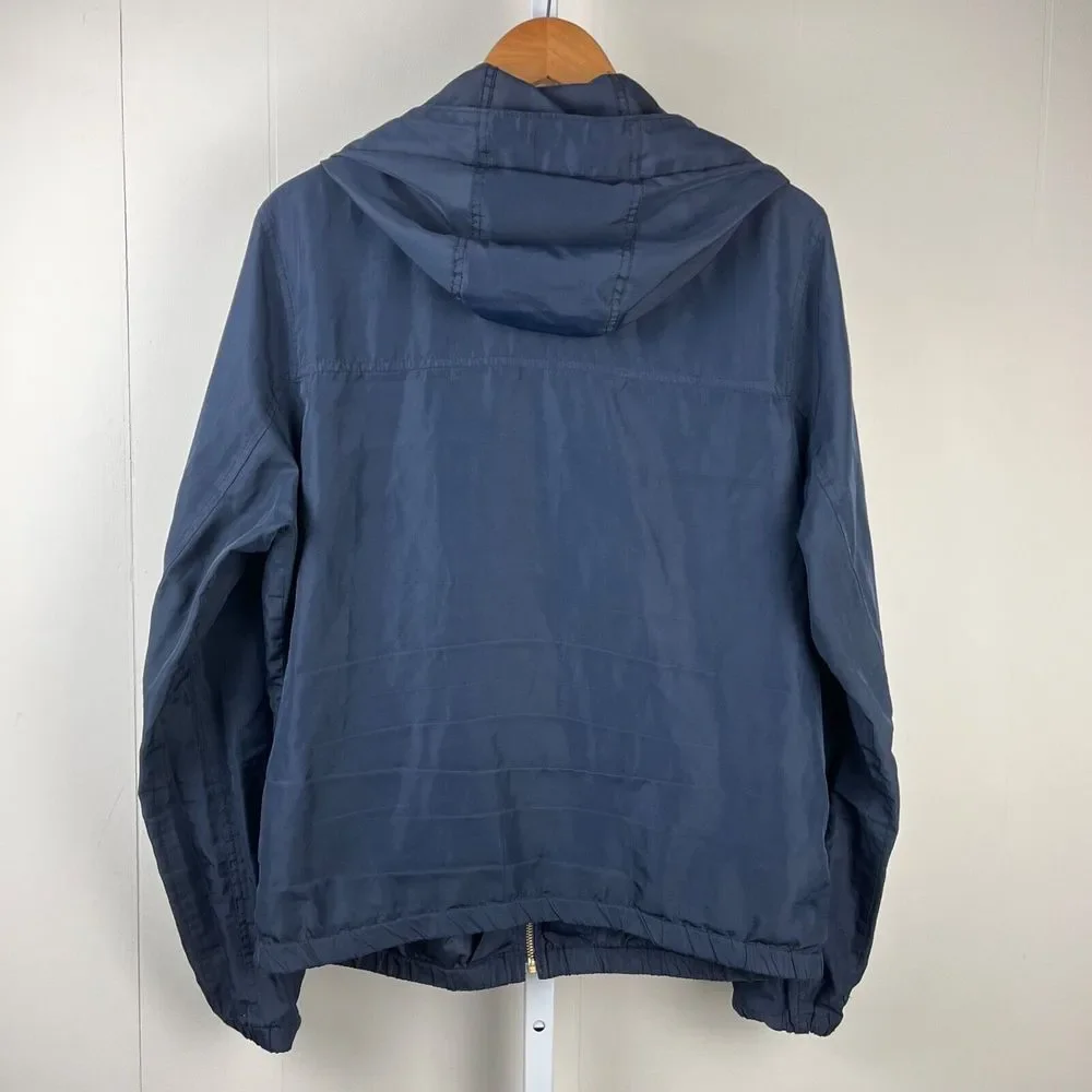 Hollister Hooded‎ Windbreaker Jacket Womens Large Navy Blue Full Zip - Picture 5 of 6